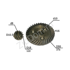 Коническая пара для УШМ 125/900 Ø10х50, Ø8х19