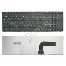 Клавиатура для ноутбука Asus K52, K53, N50, N53, N60, N61, N70 Series. Плоский Enter. Черная, с черной рамкой. PN: NSK-UM0SU, 9J.N2J82.C0R.