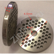 Решетка мясорубки, Kenwwod средняя, KW696897un (MG470...MG520), D-61.8mm, отв.d-4.5mm, h-5.5mm, центр.d-9mm, зам. KW714430.